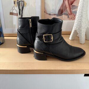 Jimmy Choo Short Black Leather Booties (Good Condition 37.5)